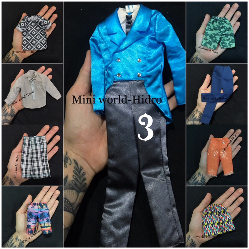 Kéo xem thêm hình Set phụ kiện quần áo búp bê Ken BMR1959 như hình new 100%