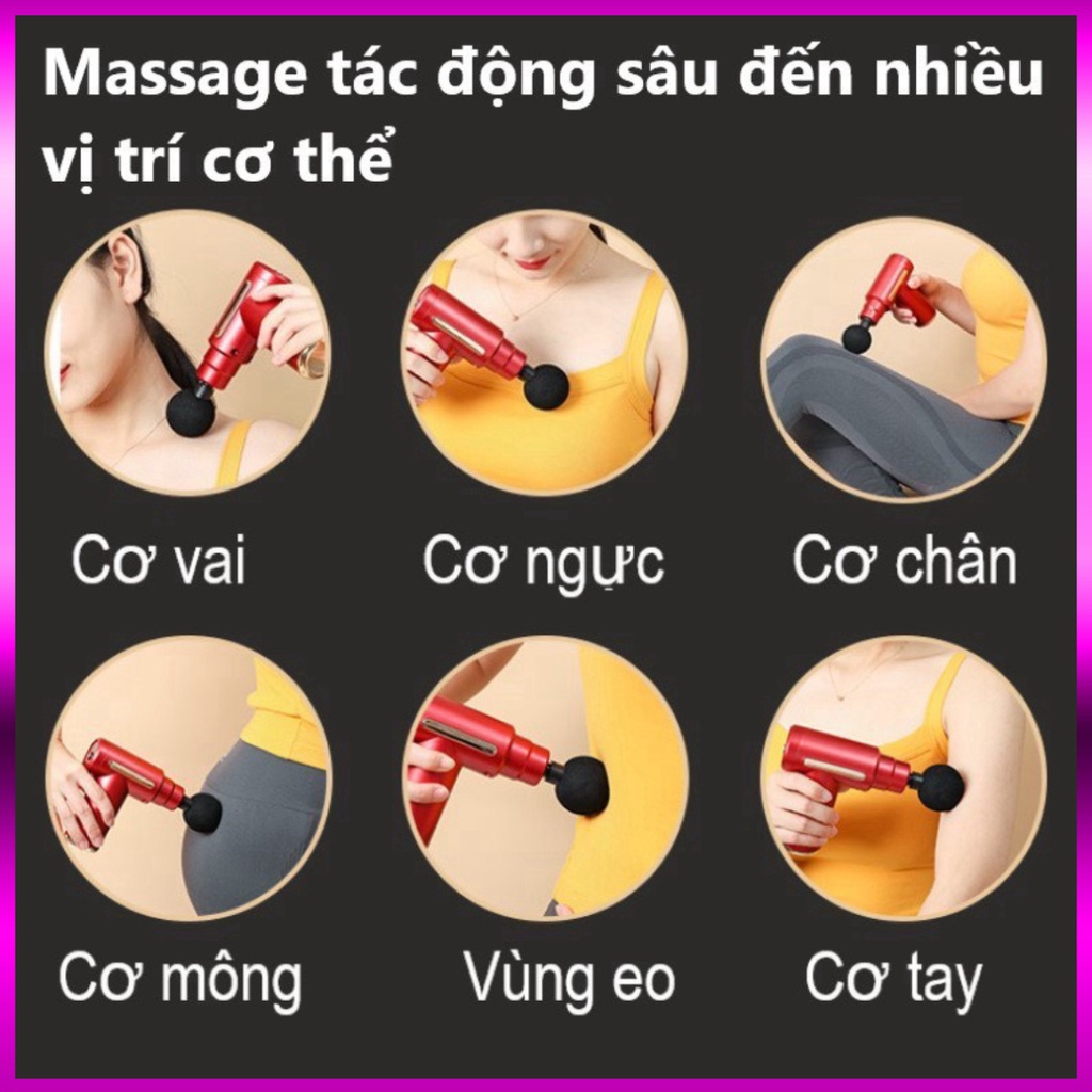 Máy Massage Cầm Tay Mini, Massage Toàn Thân 6 Cấp Độ Chuyên Sâu Đa Năng , mát xa đau nhức vai gáy