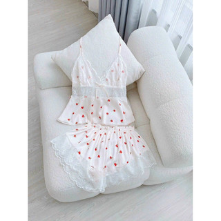 Set đồ ngủ 2 dây có mút ngực lụa satin hàng QCCC