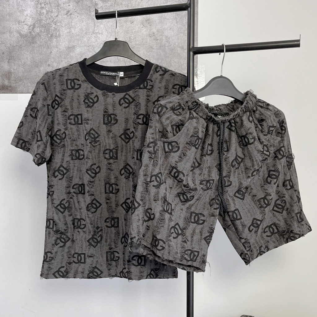 Sét đồ bộ nam nữ in họa tiết vl chất nhung rách tưa vô cung thoáng mát mẫu mới