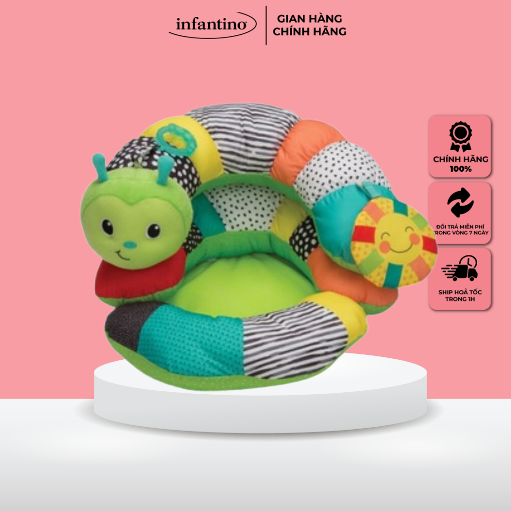 Gối Tập Lẫy - Ngồi Hình Sâu INFANTINO 4 Trong 1 Dành Cho Bé Bằng Chất Vải Mềm Mịn