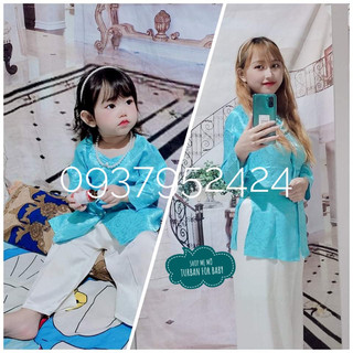 Set áo bà ba cưng xỉu cho mẹ và bé quần đen