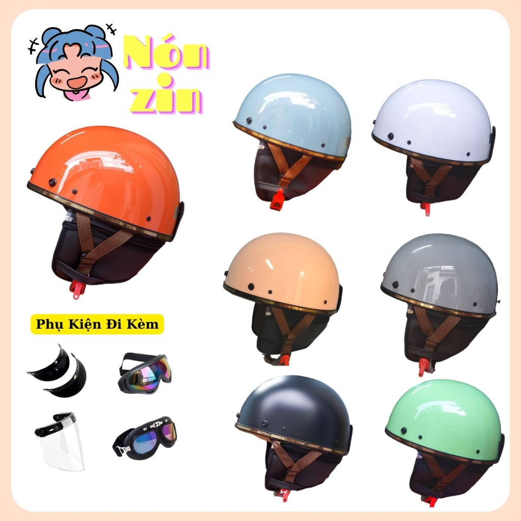 MŨ BẢO HIỂM 1/2 PUG Version Harley Bảo Hành Chính Hãng 12 Tháng_NÓN BẢO HIỂM 1/2