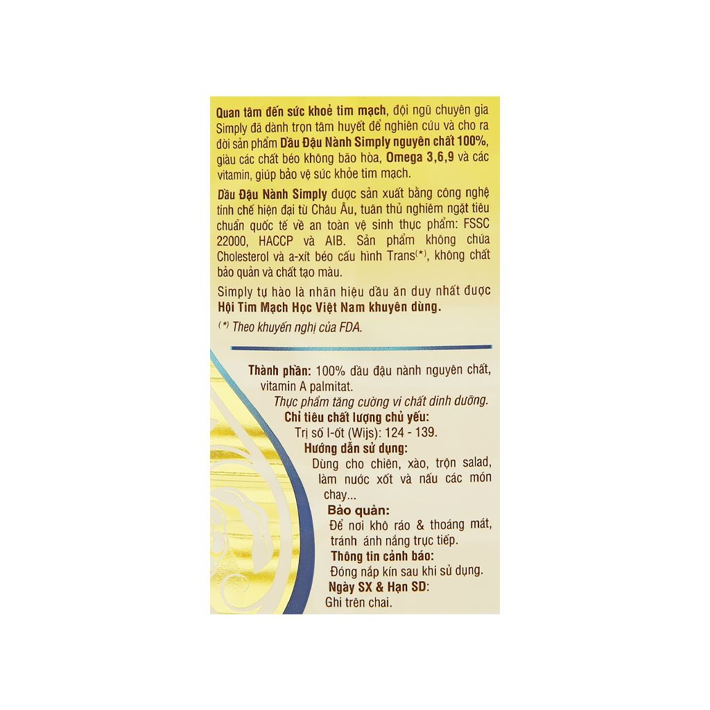 Dầu đậu nành nguyên chất Simply can 5 lít