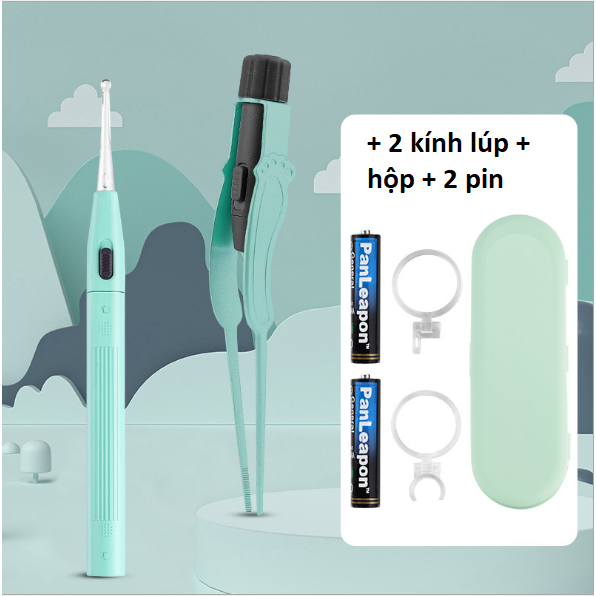 Bộ ráy tai  kèm nhíp trẻ em người lớn có đèn led   - dụng cụ lấy rấy tay - chăm sóc tai cao cấp