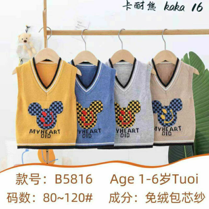 🍓chọn màu🍓Áo Gile len mềm micky Quảng Châu cho bé 7-17kg