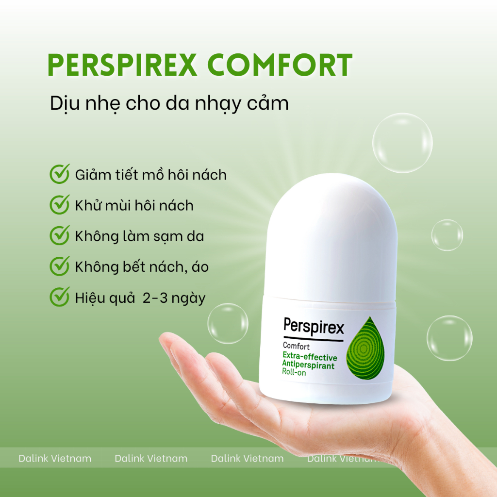 Lăn khử mùi Perspirex Comfort - khử mùi hôi nách, giảm tiết mồ hôi cho da nhạy cảm