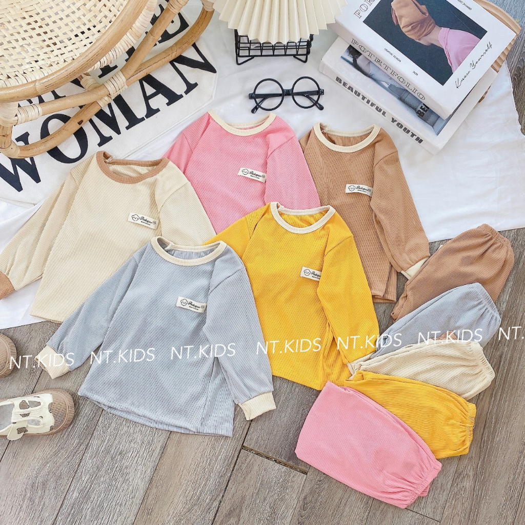 Bộ quần áo trẻ em dài tay,đồ bộ dài tay chất len cho bé trai và bé gái từ 5kg đến 15kg