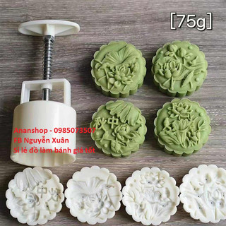 Khuôn trung thu lò xo 75gr 4 mặt hoa sen