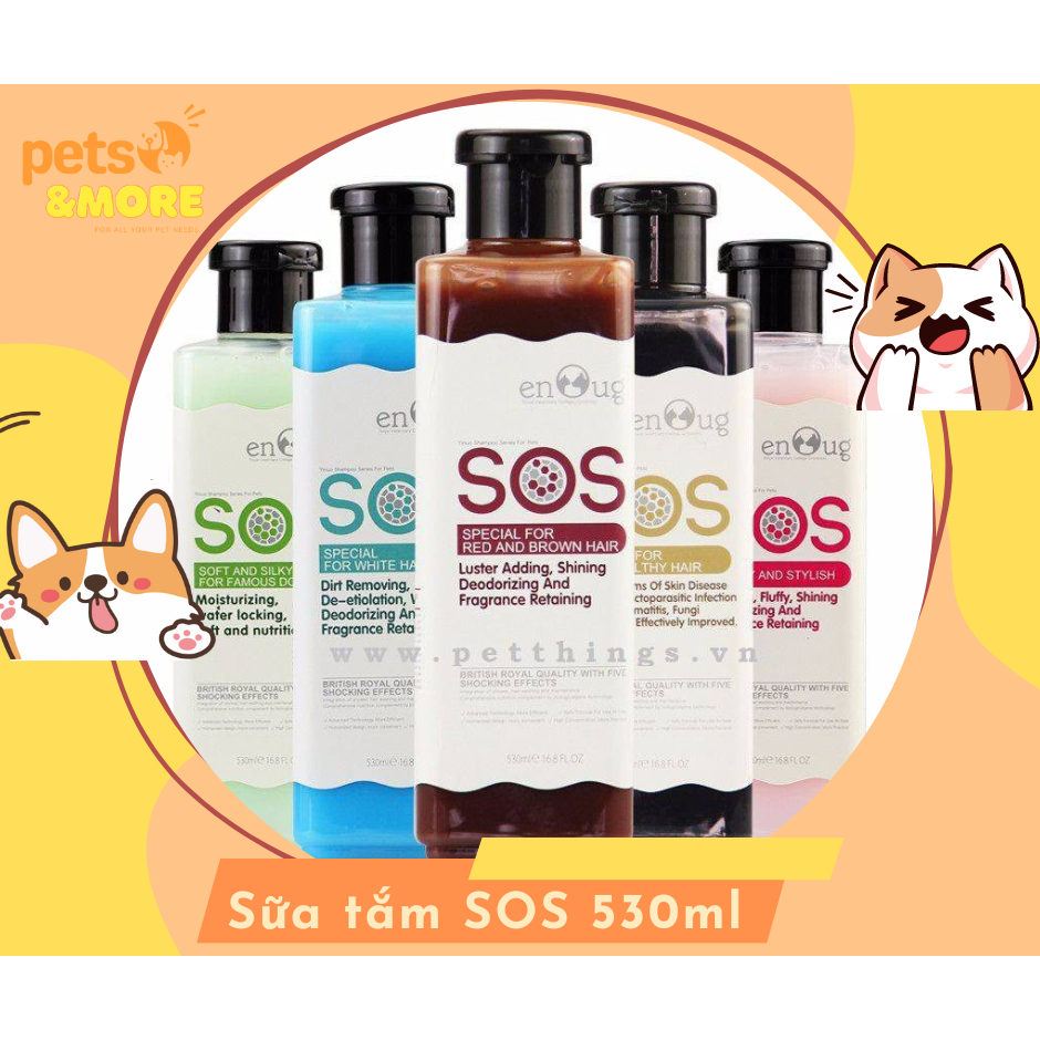 Sữa tắm cho chó SOS 530ml poodle, lông trắng, lông tối màu - Sữa tắm chó mèo