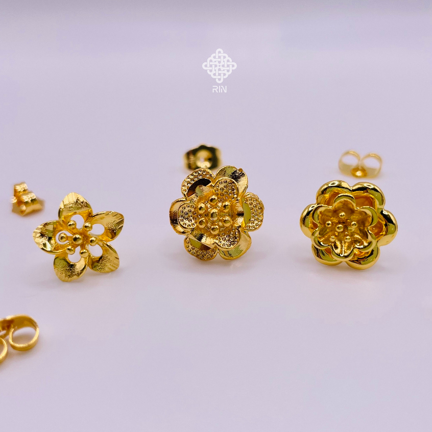 Bông tai cô dâu, Hoa tai cưới, Trang sức ngày cưới titan mạ vàng 24k bền màu, trangsucmoiluatuoi.RIN