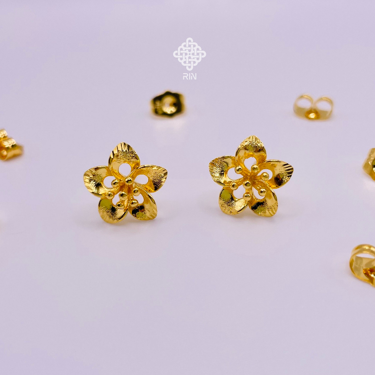 Bông tai cô dâu, Hoa tai cưới, Trang sức ngày cưới titan mạ vàng 24k bền màu, trangsucmoiluatuoi.RIN