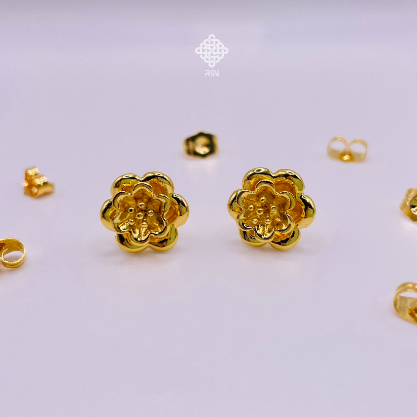 Bông tai cô dâu, Hoa tai cưới, Trang sức ngày cưới titan mạ vàng 24k bền màu, trangsucmoiluatuoi.RIN