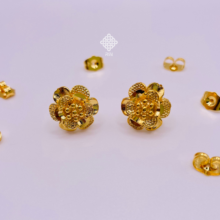 Bông tai cô dâu, Hoa tai cưới, Trang sức ngày cưới titan mạ vàng 24k bền màu, trangsucmoiluatuoi.RIN