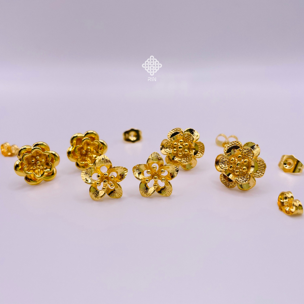 Bông tai cô dâu, Hoa tai cưới, Trang sức ngày cưới titan mạ vàng 24k bền màu, trangsucmoiluatuoi.RIN