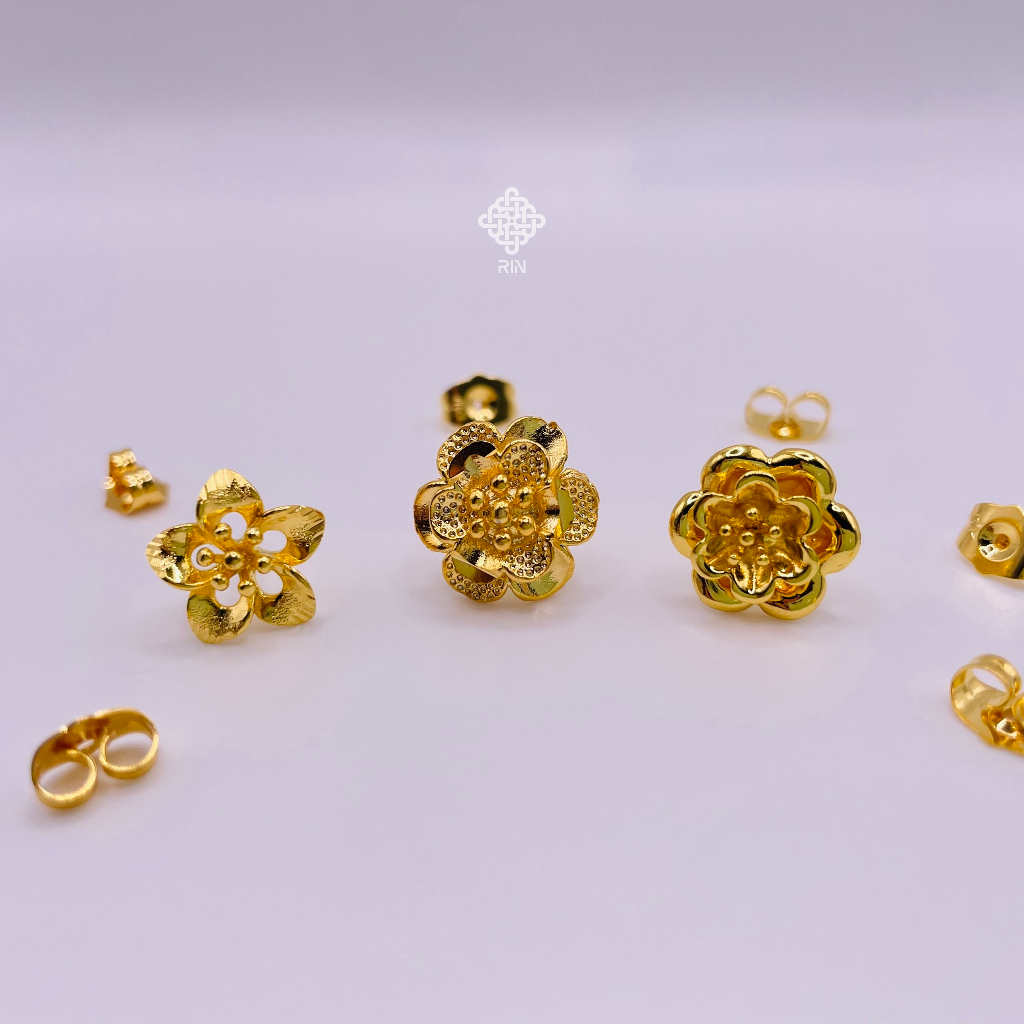 Bông tai cô dâu, Hoa tai cưới, Trang sức ngày cưới titan mạ vàng 24k bền màu, trangsucmoiluatuoi.RIN