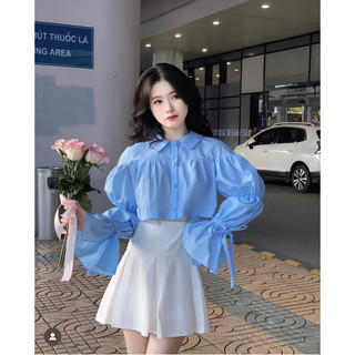 Áo sơ mi Croptop cổ sen