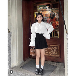 Áo sơ mi Croptop cổ sen