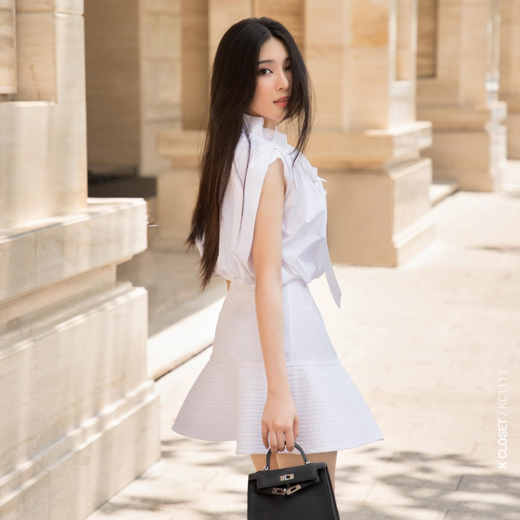 Dear.Lisaa - Set áo blouse + chân váy đuôi cá