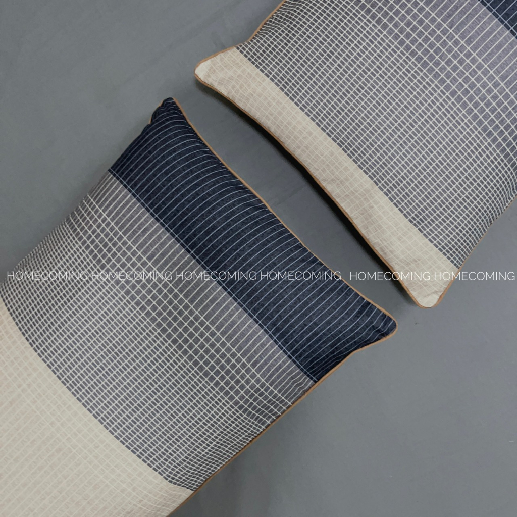 Vỏ gối nằm cotton lụa Hàn cao cấp kích thước 45x65cm/50x70cm họa tiết kẻ hình học thương hiệu Homecoming VN