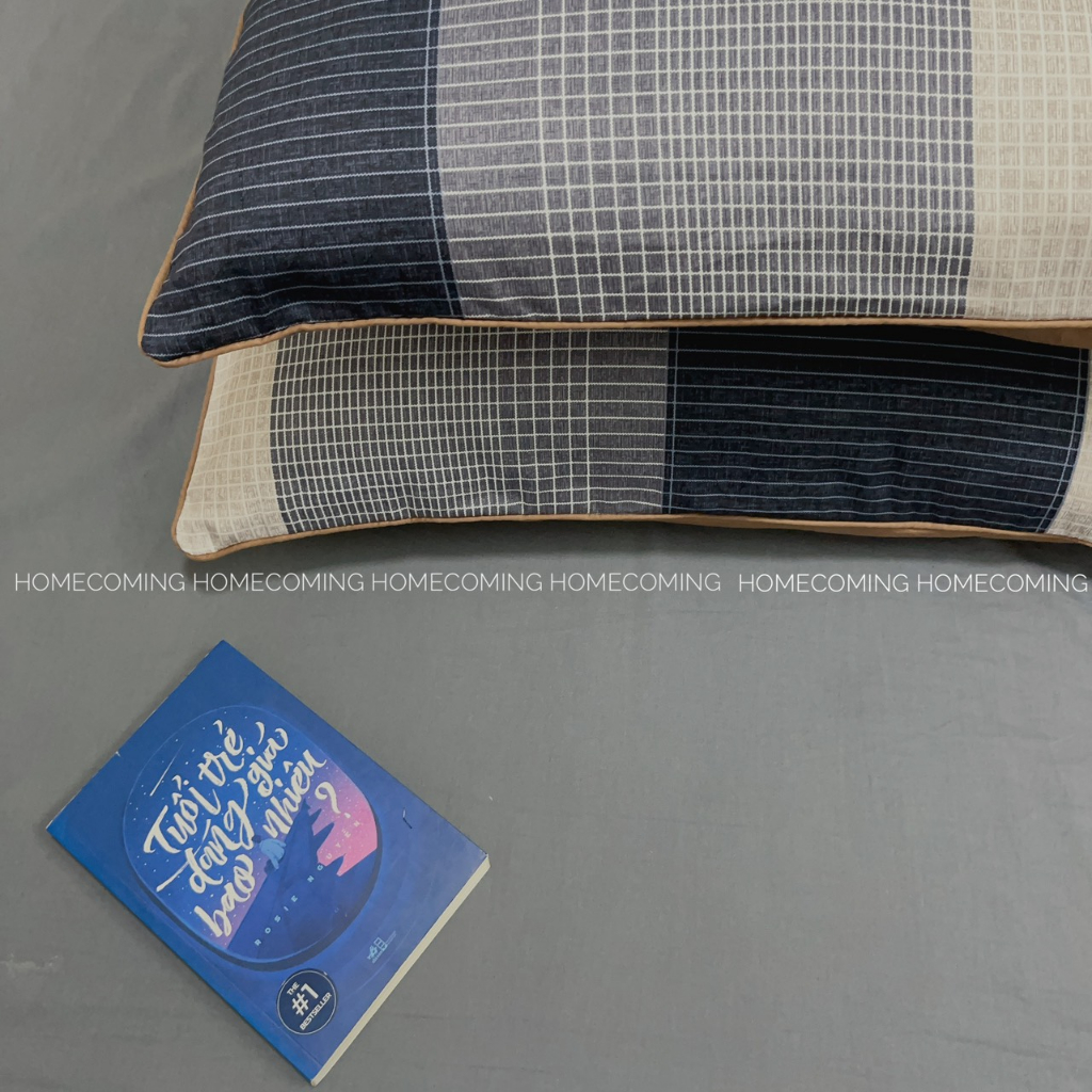 Vỏ gối nằm cotton lụa Hàn cao cấp kích thước 45x65cm/50x70cm họa tiết kẻ hình học thương hiệu Homecoming VN