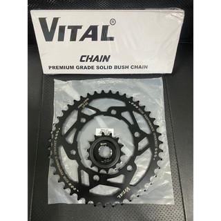 Nhông sên dĩa yamaha r3 /mt03 nhông 14t dĩa 43t sên màu đen chuẩn 520 chính hãng vital
