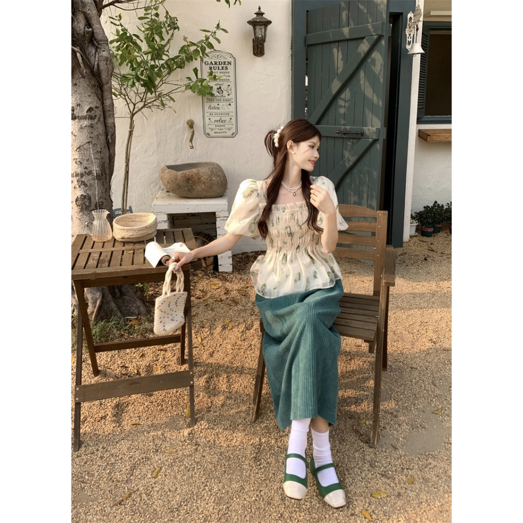 Áo Ngắn Tay YummyTay Bèo, Áo Babydoll Vải Voan Chiết Eo Thiết Kế Mới