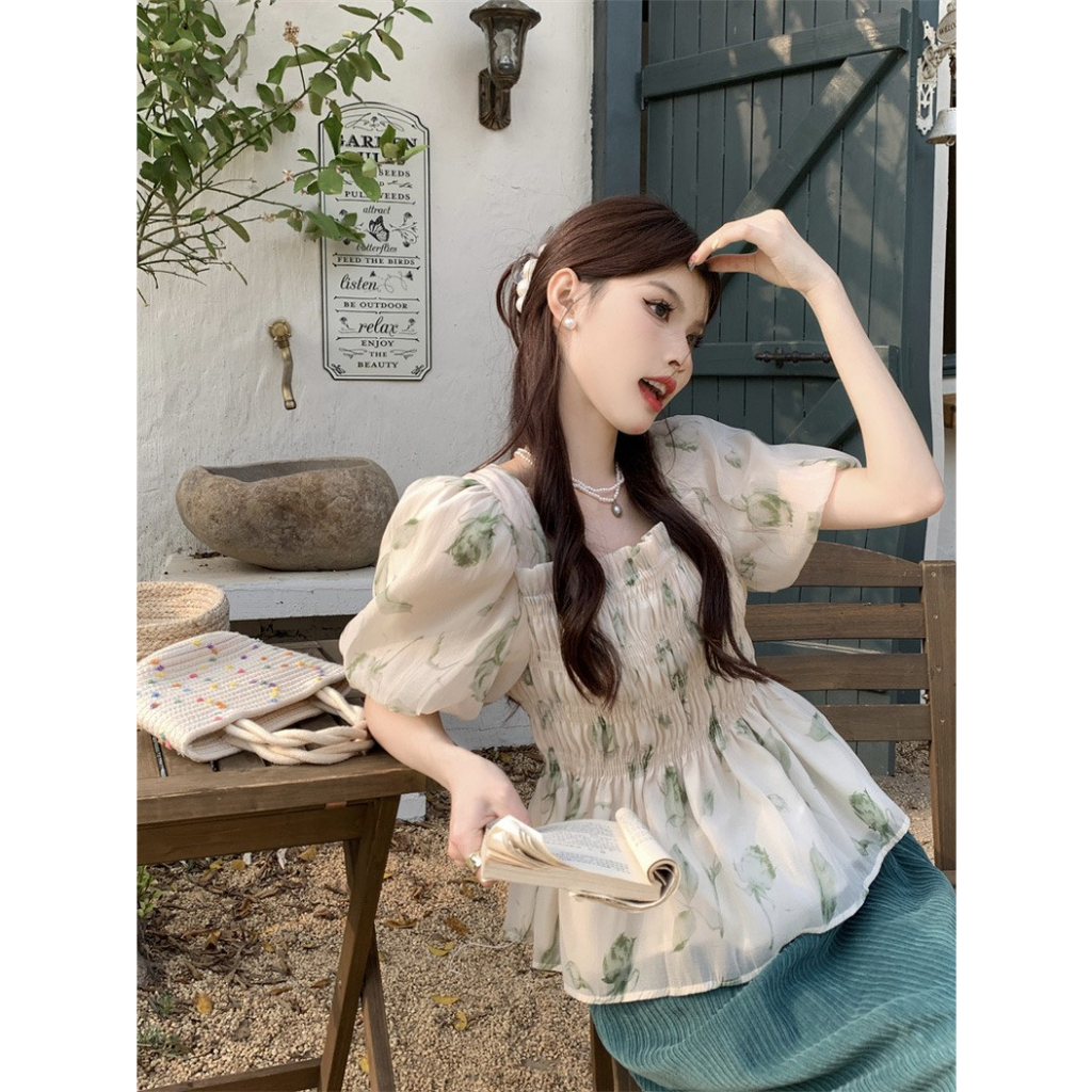 Áo Ngắn Tay YummyTay Bèo, Áo Babydoll Vải Voan Chiết Eo Thiết Kế Mới