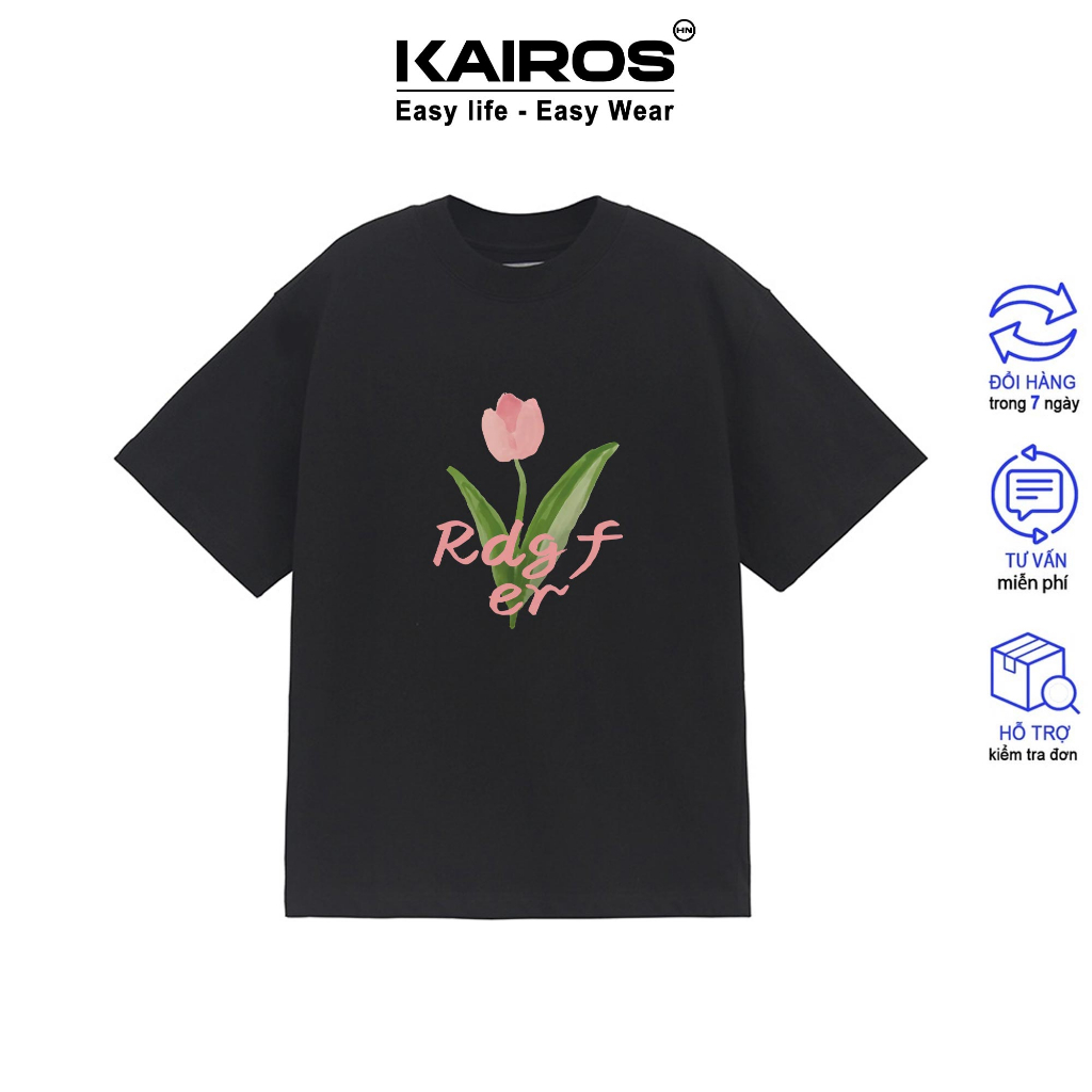 Áo thun oversize Kairos local brand form rộng tay lỡ unisex chất cotton ướt vải mát không xù mẫu một bông tulip