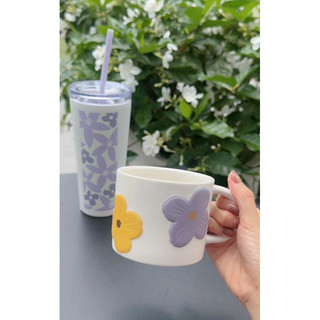 Cốc sứ mug 10oz ceramic emboss big flower