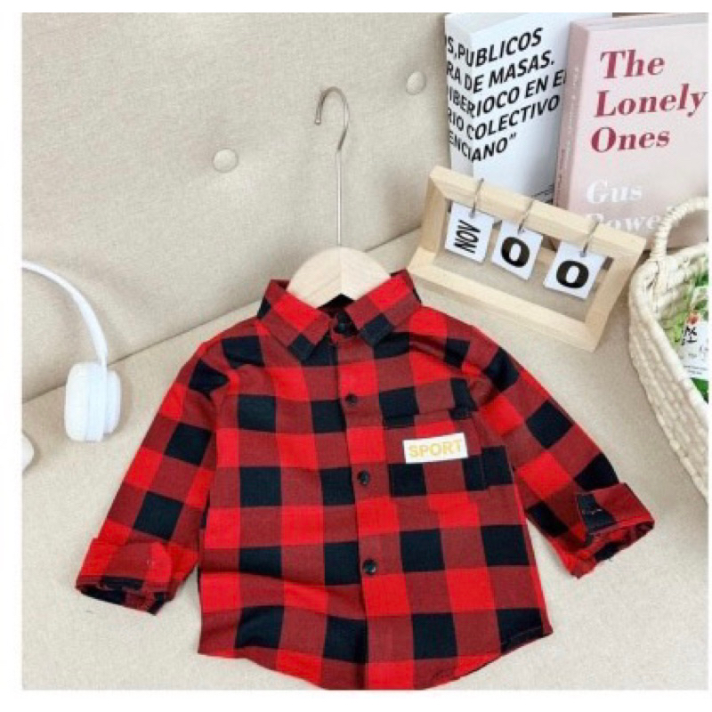Áo sơ mi kẻ dài tay phong cách hàn quốc cho bé trai
