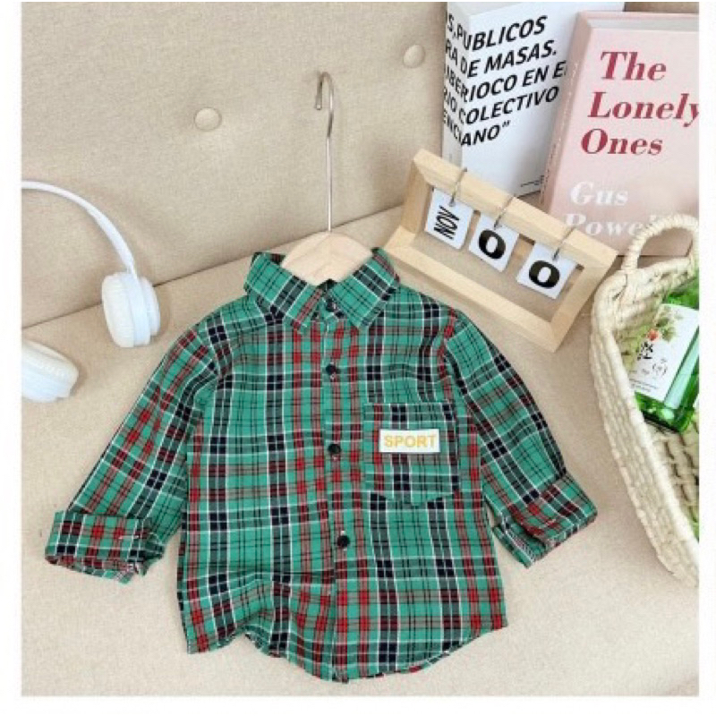 Áo sơ mi kẻ dài tay phong cách hàn quốc cho bé trai