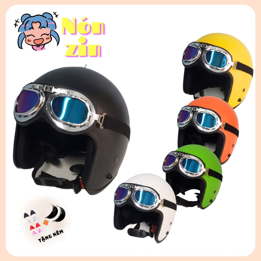 NÓN BẢO HIỂM 3/4 LÓT ĐEN_ VIỀN SẮT _CAO CẤP HÀNG CÔNG TY_KÈM KÍNH PHI CÔNG_MŨ BẢO HIỂM