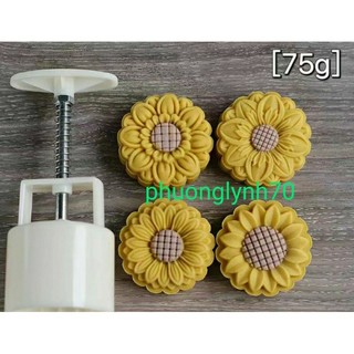 Khuôn trung thu 2023 hoa cúc ,75g 4 mặt 1 nhấn