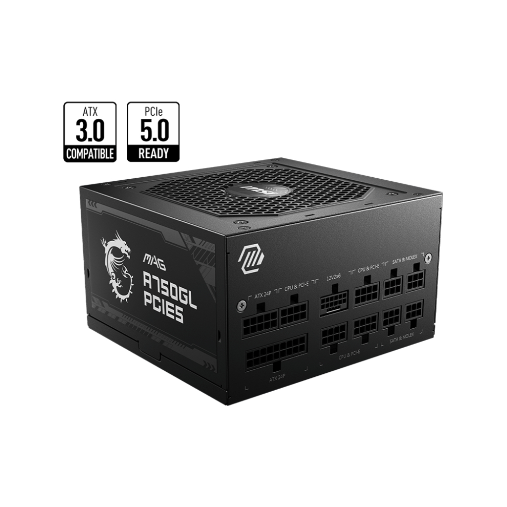 Nguồn máy tính MSI MAG A750GL PCIE5 - 750W ATX 3.0 Version 2023 new  - BH 5 năm