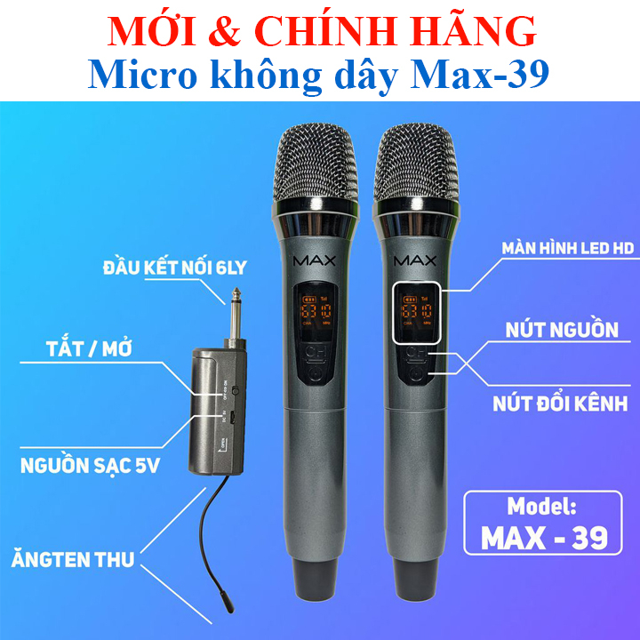 Micro Không Dây hát nhẹ âm thanh hay MAX-39 MAX 39, Shubole SV-5