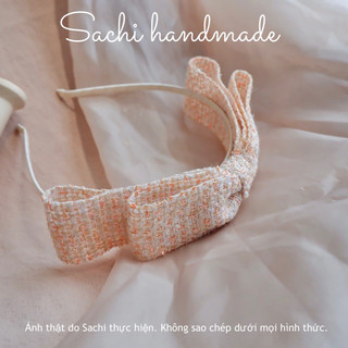 Bờm nơ dạ tweed kim sa handmade by Sachi