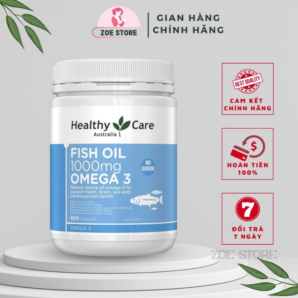 Viên Uống Dầu Cá Omega 3 Healthy Care Fish Oil Úc 400 Viên