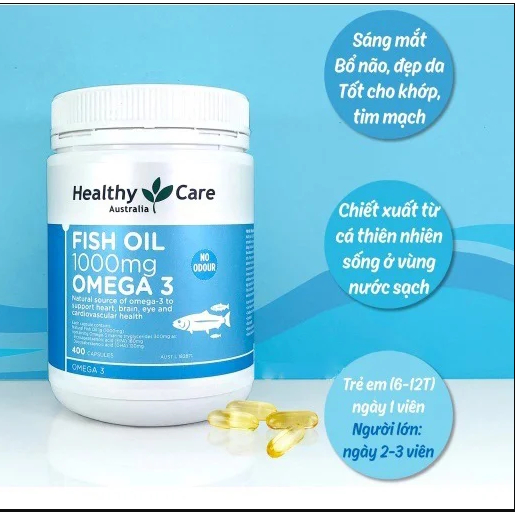 Viên Uống Dầu Cá Omega 3 Healthy Care Fish Oil Úc 400 Viên