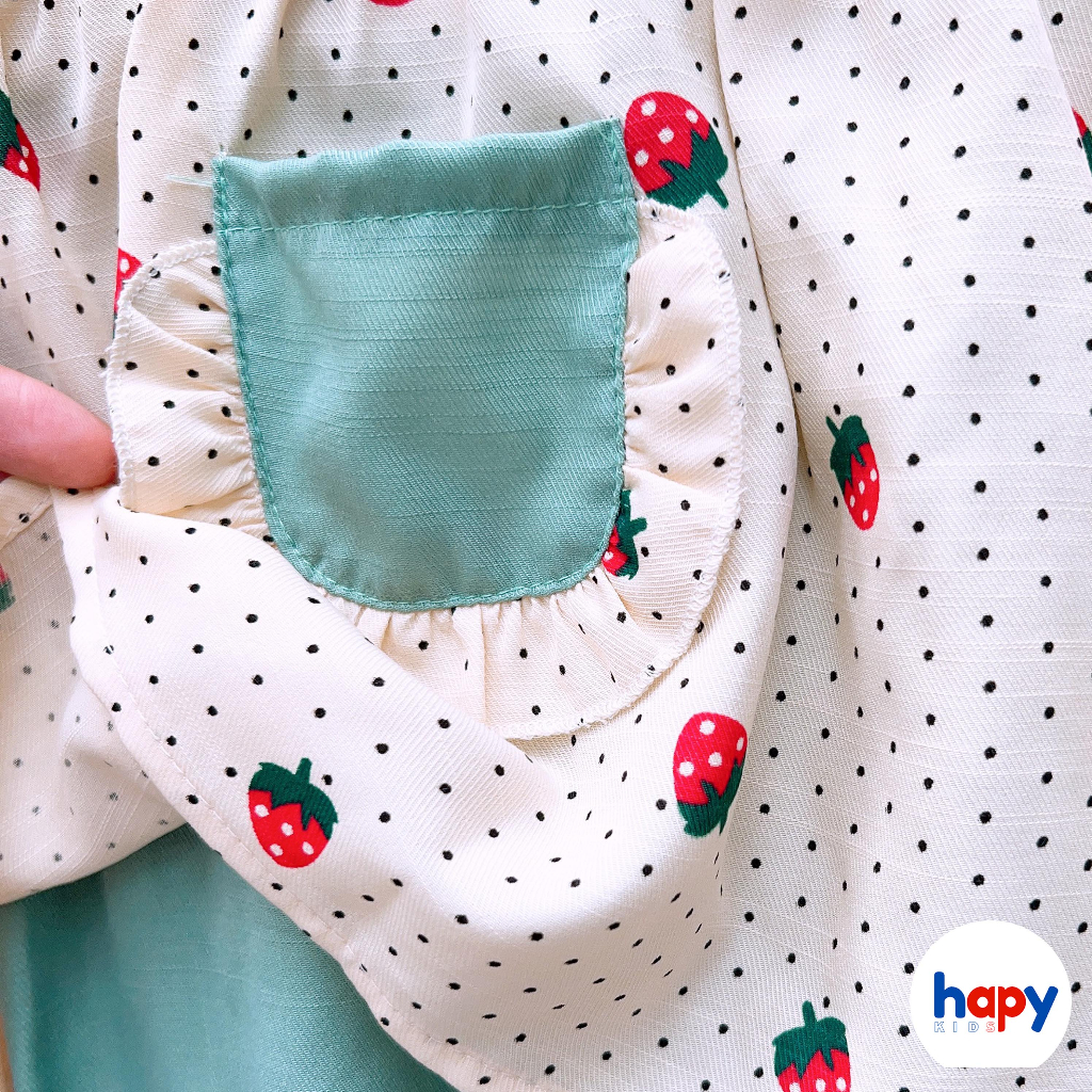 Đồ bộ dài tay cho bé gái từ 9 tháng đến 6 tuổi. Bộ bé gái dài tay thu đông chất đũi thương hiệu Hapykids 23.TD01