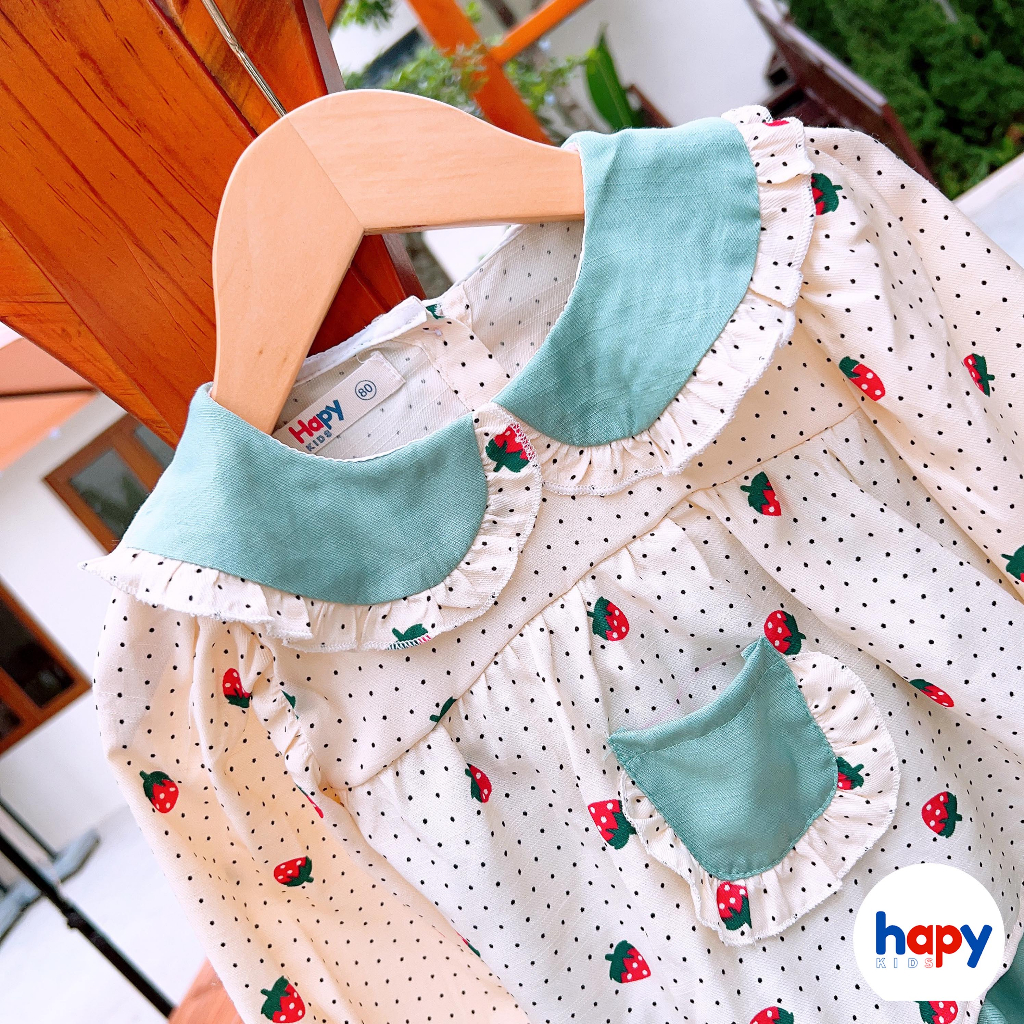 Đồ bộ dài tay cho bé gái từ 9 tháng đến 6 tuổi. Bộ bé gái dài tay thu đông chất đũi thương hiệu Hapykids 23.TD01