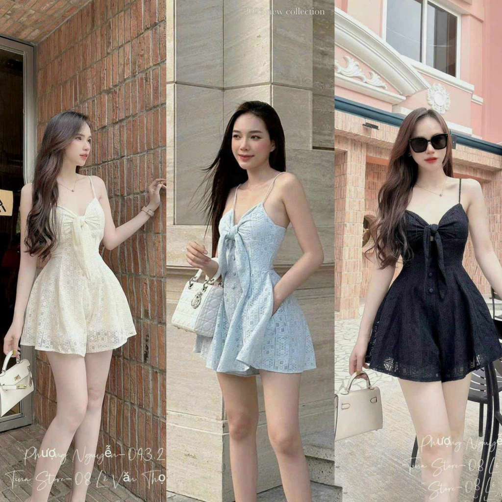 Jumpsuits Nữ ngắn áo 2 dây con thắt nơ ngực siêu quyến rũ tinh tế