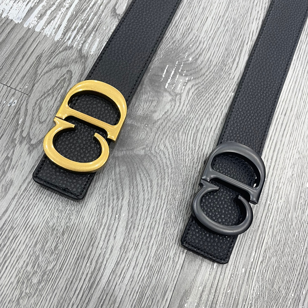 Thắt lưng da nam CD da Pu sần trơn mặt đúc logo chữ kiểu dáng đơn giản đi học/ công sở TL21P