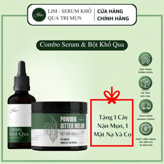 Combo serum khổ qua, bột khổ qua mướp đắng Lim giảm mụn mờ thâm nám hiệu quả