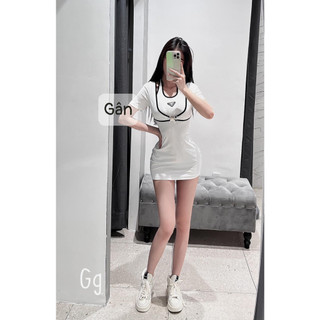 Đầm gân cổ yếm tay ngắn ôm body hot hit