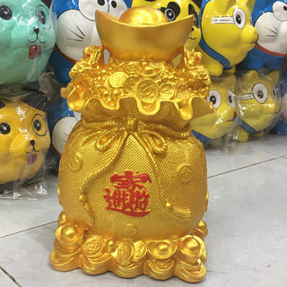 Túi vàng kim tiền bảo lộc có hình thỏi vàng bỏ óng thờ phong thuỷ