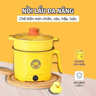 Nồi lẩu mini VỊT VÀNG 2 tầng đa năng nấu cơm lẩu cháo chiên xào dung tích 1,8L- Nồi lẩu mini, Ca nấu mì