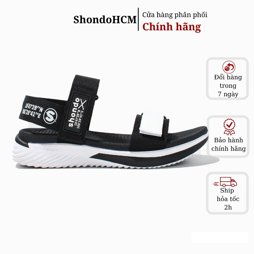 Giày Sandal Shondo F7 Continew đế trắng phối quai đen trắng F7N0210