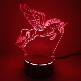 Đèn Ngủ Đế Gỗ 3D Led -Hình Ngựa Phi
