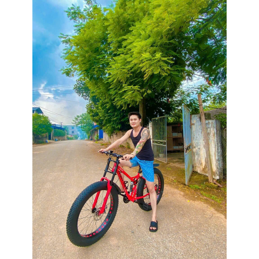 Xe đạp thể thao Lauxjack bánh béo phiên bản khung lò xo hợp kim thép cao cấp  26 icnh - 21 tốc độ